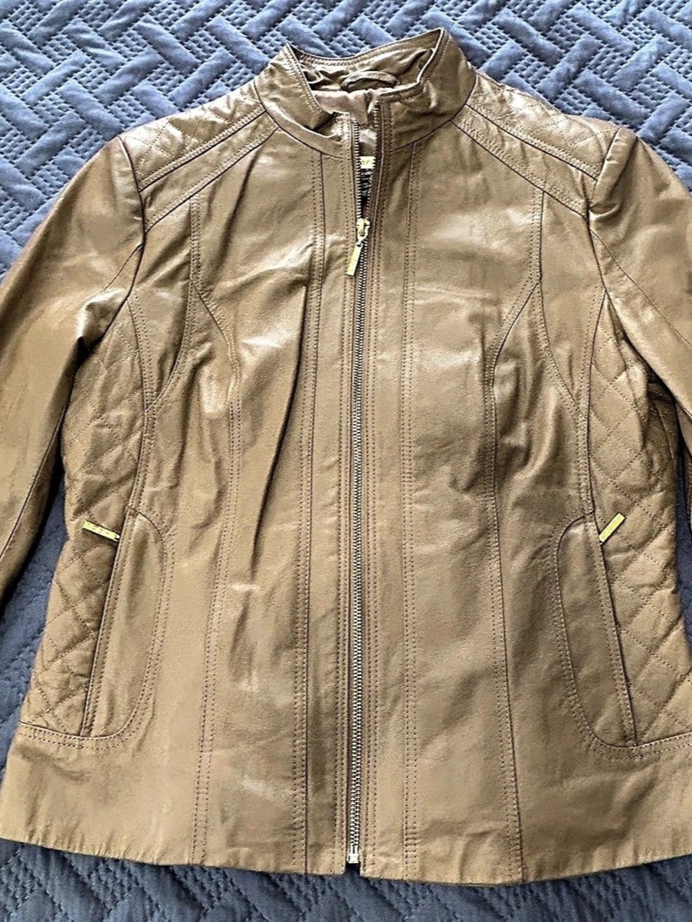 IMAN Leather Moto Jacket in Brown Size Medium